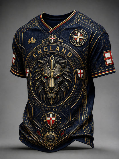 Retro England Football Fan Art Print Casual Jersey