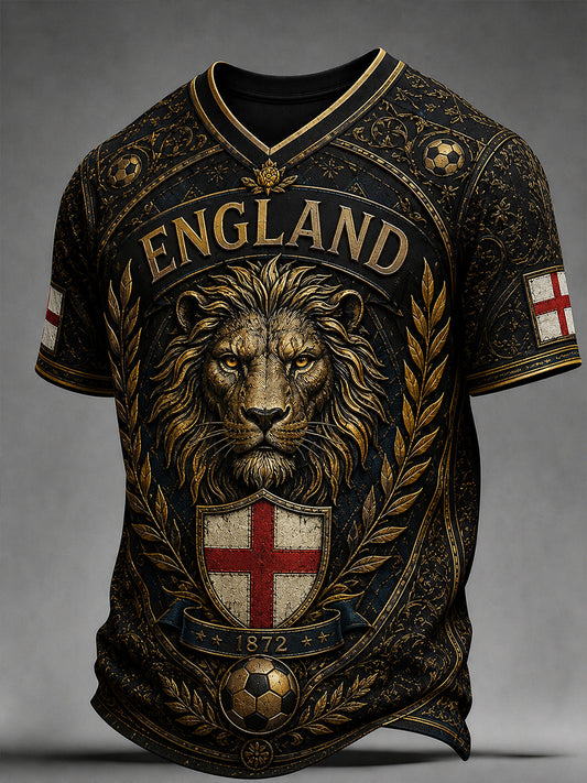 Retro England Football Fan Art Print Casual T-Shirt