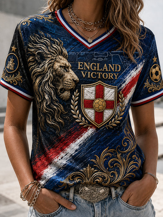 Retro England Football Fan Art Print Casual Jersey