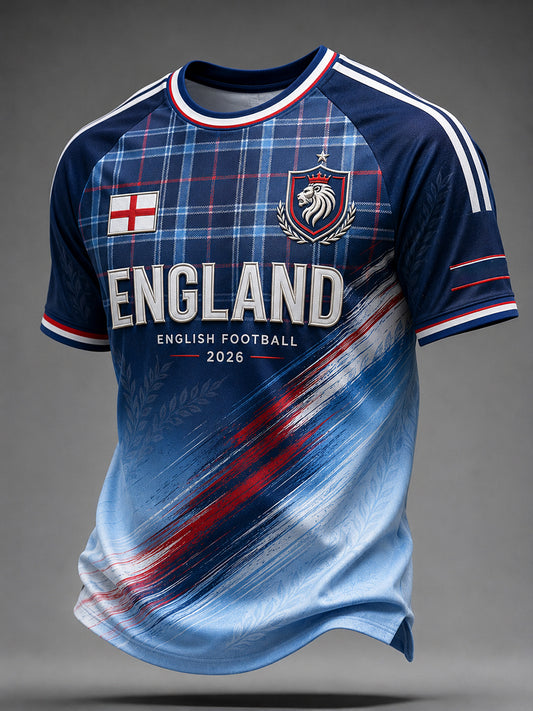 Retro England Football Fan Art Print Casual T-Shirt