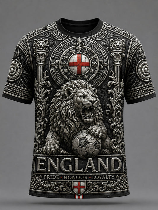 Retro England football fan art print casual jersey