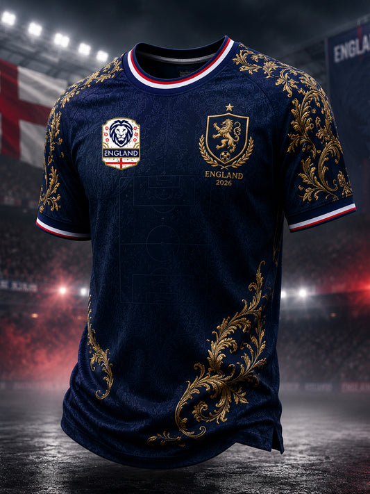 Retro England Football Fan Art Print Casual T-Shirt