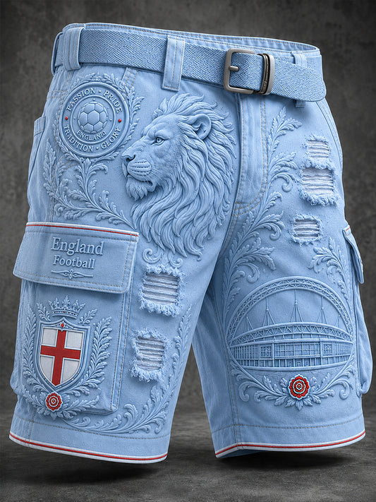 Retro England Football Fan Art Print Casual Shorts