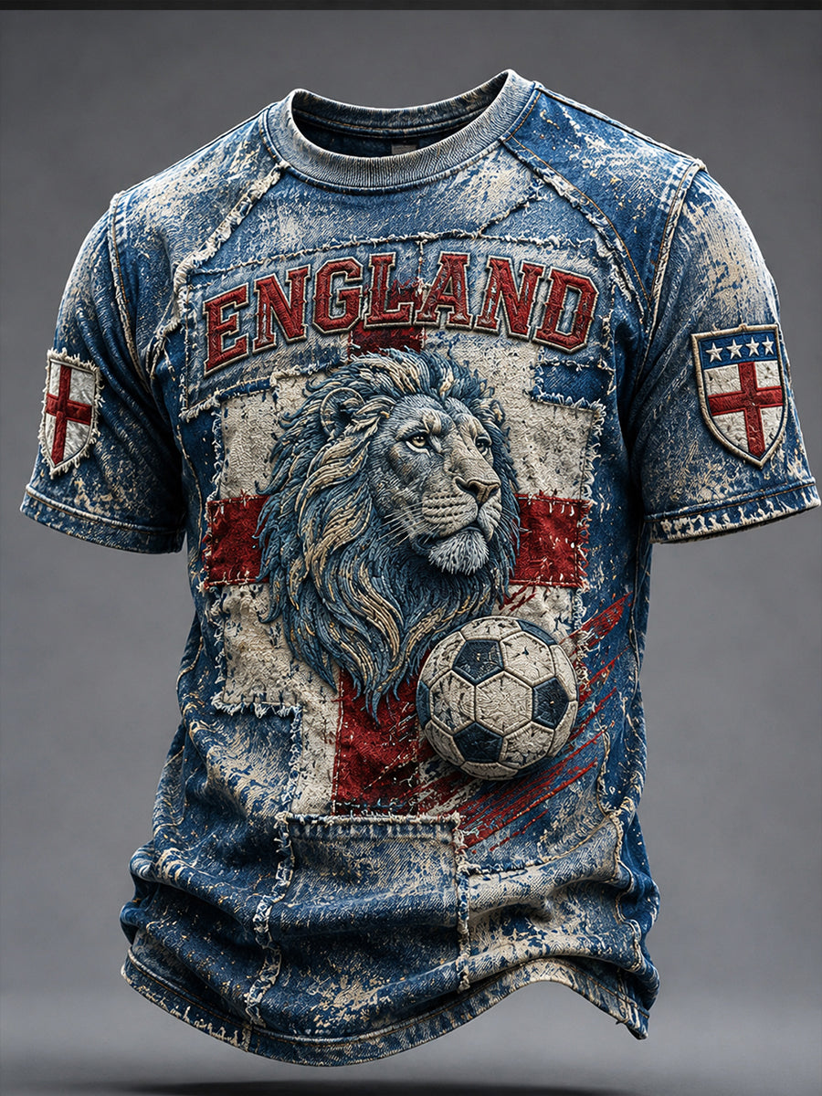 Retro England football fan art print casual jersey