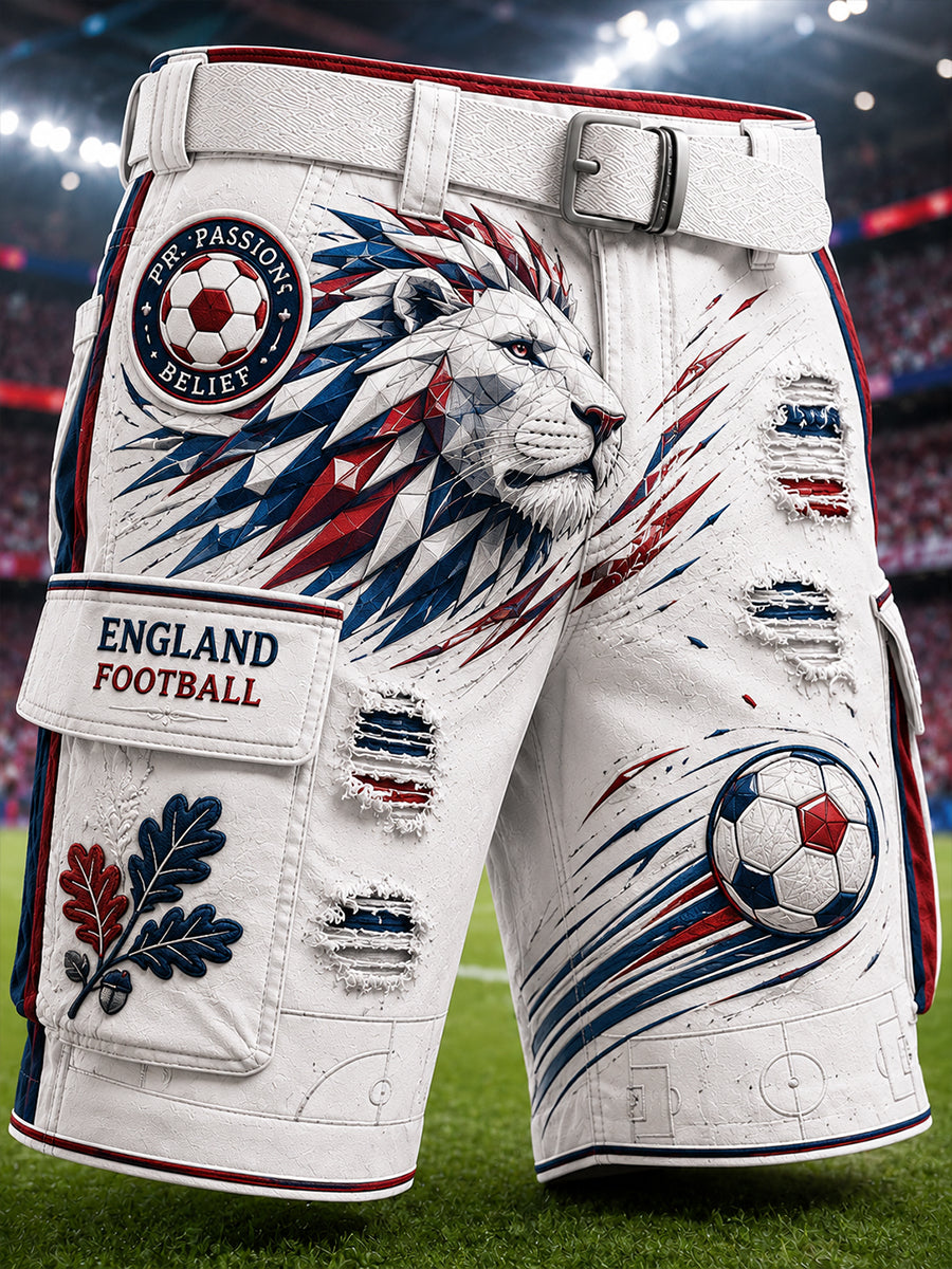 Retro England Football Fan Art Print Casual Jersey