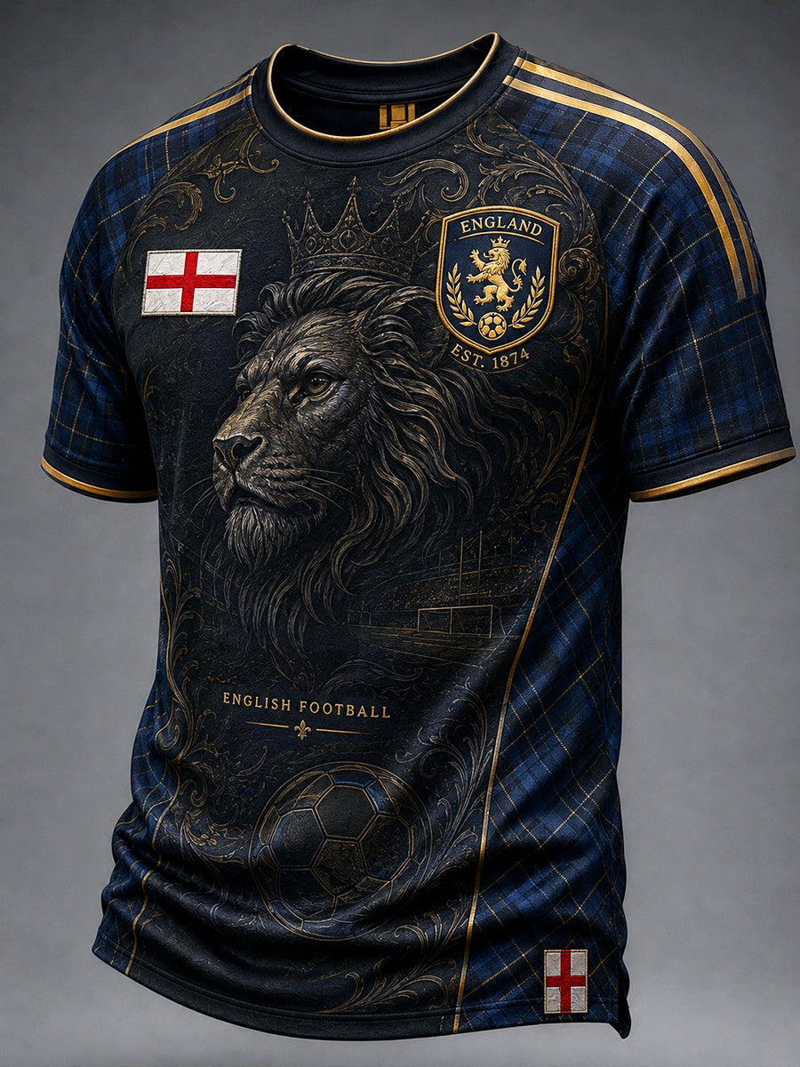 Retro England Football Fan Art Print Casual T-Shirt
