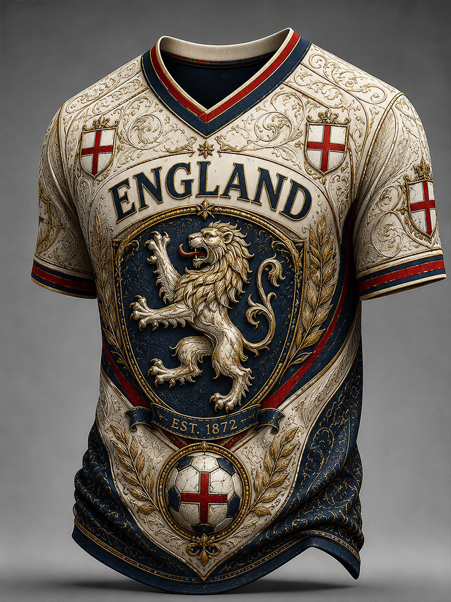 Retro England football fan art print casual jersey