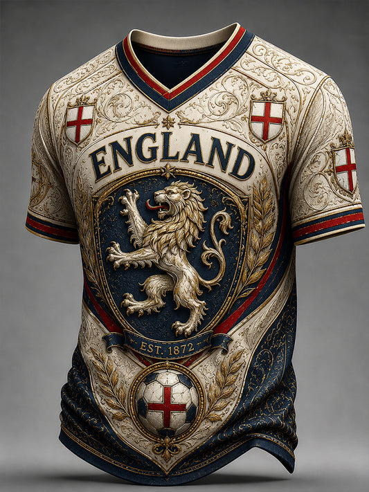 Retro England football fan art print casual jersey