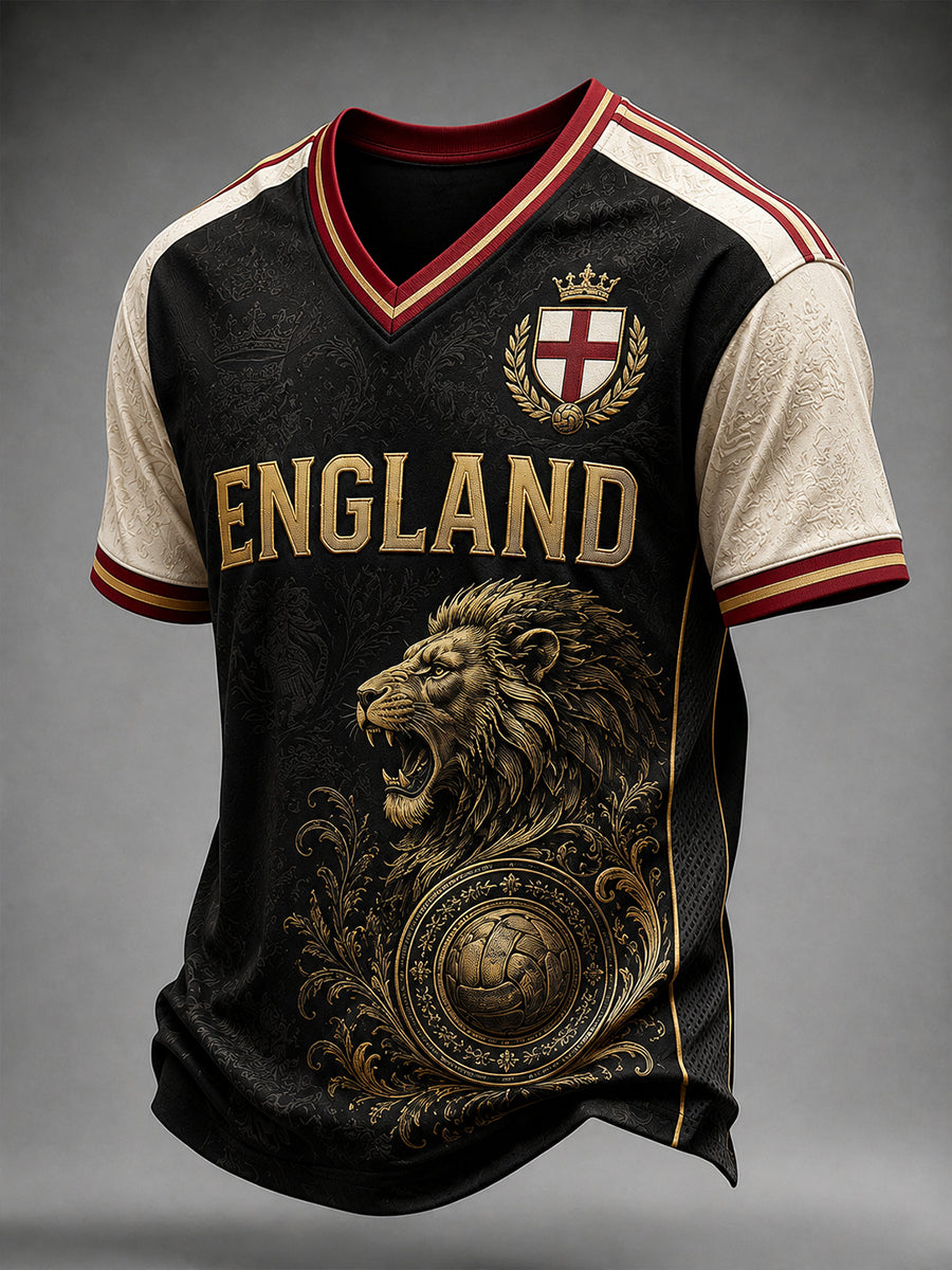 Retro England Football Fan Art Print Casual Jersey
