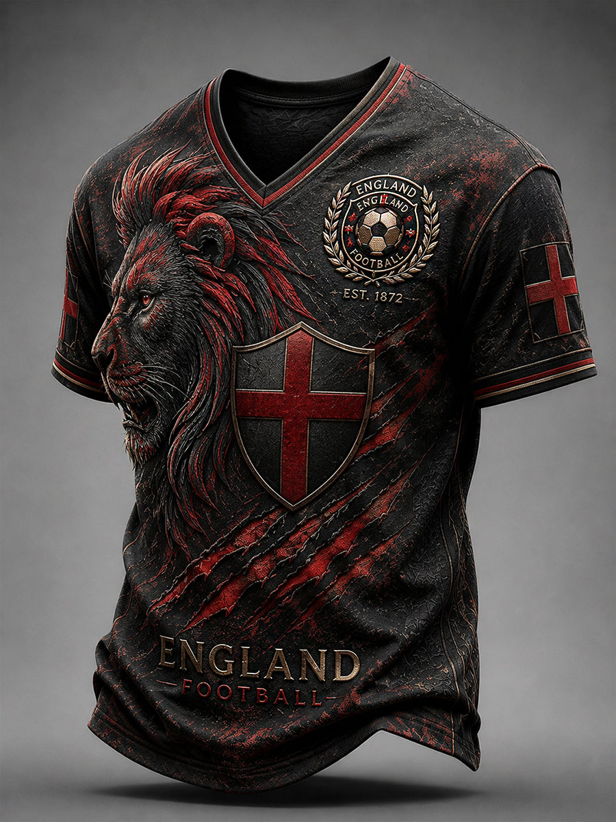 Retro England Football Fan Art Print Casual Jersey
